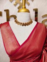 Soft katan silk with simple flower around dot buttas and leafs - Image 8