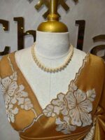 Tissue silk with floral applique work and scallop border - Image 11