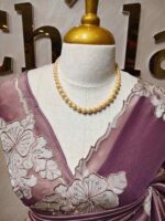 Tissue silk with floral applique work and scallop border - Image 17