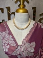 Tissue silk with floral applique work and scallop border - Image 26