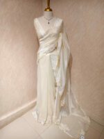 Tissue silk with floral applique work and scallop border - Image 33