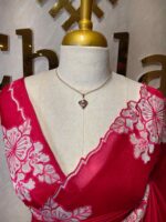 Tissue silk with floral applique work and scallop border - Image 38