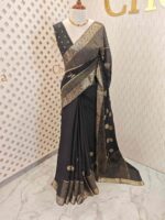 Viscose with bud like motif and wide border with check pattern - Image 7