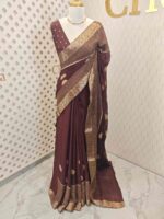 Viscose with bud like motif and wide border with check pattern - Image 10