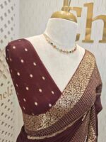 Viscose with bud like motif and wide border with check pattern - Image 9
