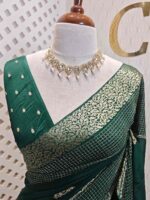 Viscose with bud like motif and wide border with check pattern - Image 11