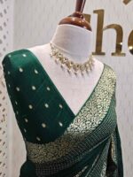 Viscose with bud like motif and wide border with check pattern - Image 12