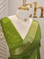 Viscose with bud like motif and wide border with check pattern - Image 20