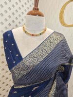 Viscose with bud like motif and wide border with check pattern - Image 23