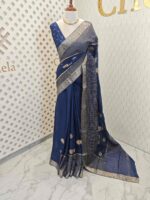 Viscose with bud like motif and wide border with check pattern - Image 25