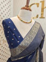 Viscose with bud like motif and wide border with check pattern - Image 24