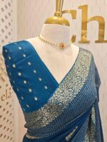 Viscose with bud like motif and wide border with check pattern - Image 30