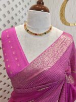 Viscose with bud like motif and wide border with check pattern - Image 26