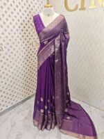 Viscose with bud like motif and wide border with check pattern - Image 34
