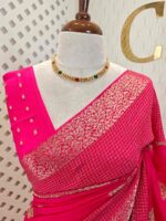 Viscose with bud like motif and wide border with check pattern - Image 2