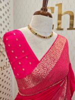 Viscose with bud like motif and wide border with check pattern - Image 3