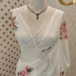 Crushed silk with floral and leafs digital printing