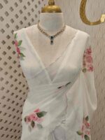Crushed silk with floral and leafs digital printing