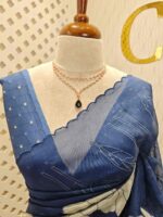 Organza with big flower applique and its stem thread work - Image 31