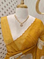 Organza with big flower applique and its stem thread work - Image 34