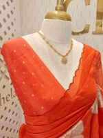 Organza with big flower applique and its stem thread work - Image 38