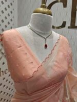Organza with big flower applique and its stem thread work - Image 44