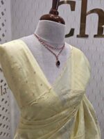 Organza with big flower applique and its stem thread work - Image 29