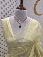 Organza with big flower applique and its stem thread work - Image 28