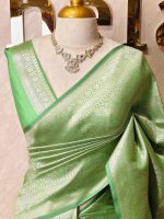 Banarasi with ring around and diamond shaped boarder - Image 17