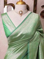 Banarasi with ring around and diamond shaped boarder - Image 11