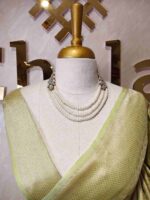 Banarasi with elaborate raised pattern and woven metallic gold zeri - Image 2