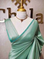 Banarasi with elaborate raised pattern and woven metallic gold zeri - Image 10