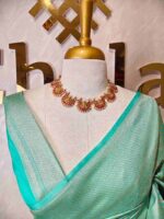 Banarasi with elaborate raised pattern and woven metallic gold zeri - Image 8