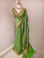 Banarasi with geometric pattern all over the body and golden boarder - Image 4