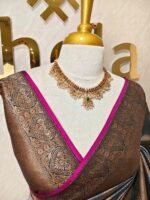 Banarasi with geometric pattern all over the body and golden boarder - Image 6