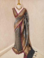 Banarasi with geometric pattern all over the body and golden boarder - Image 7