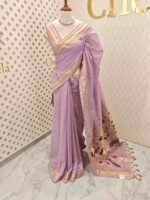 Chandheri silk with kandha embroidery work on pallu - Image 6