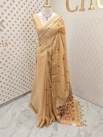 Chandheri silk with multicolour thick embroidery work on pallu along with french knot - Image 12