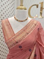 Chandheri silk with multicolour thick embroidery work on pallu along with french knot - Image 2