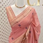Chandheri silk with multicolour thick embroidery work on pallu along with french knot