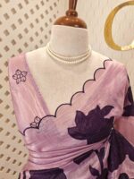 Crushed silk with floral and leafy applique work - Image 14