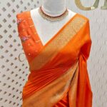Dola silk with contrast embroidery work along with small sequences