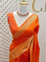 Dola silk with contrast embroidery work along with small sequences