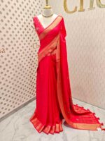 Dola silk with contrast embroidery work along with small sequences - Image 6