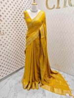 Dola silk with contrast embroidery work along with small sequences - Image 12