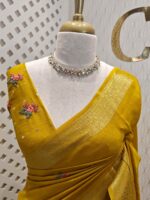 Dola silk with contrast embroidery work along with small sequences - Image 11