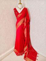 Dola silk with contrast embroidery work along with small sequences - Image 15