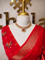Dola silk with contrast embroidery work along with small sequences - Image 14