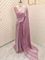 Georgette saree with net blouse floral applique and pearl, bead embellishments - Image 20