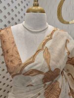 Linen with floral and leafy applique jaal pattern - Image 5